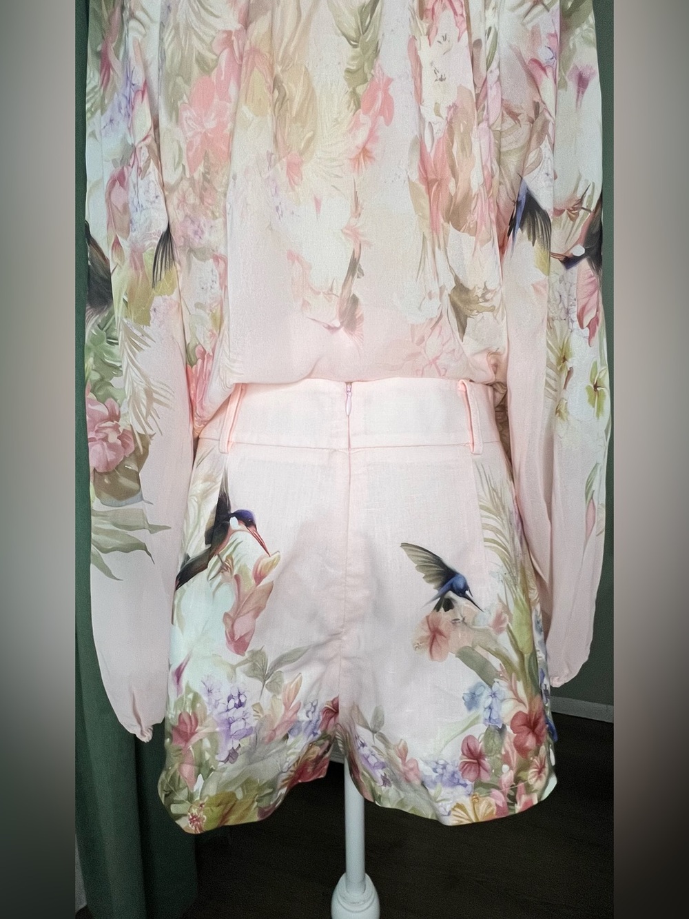 Commense Floral Print Three Piece Apricot Shorts Set size M - Picture 6 of 10